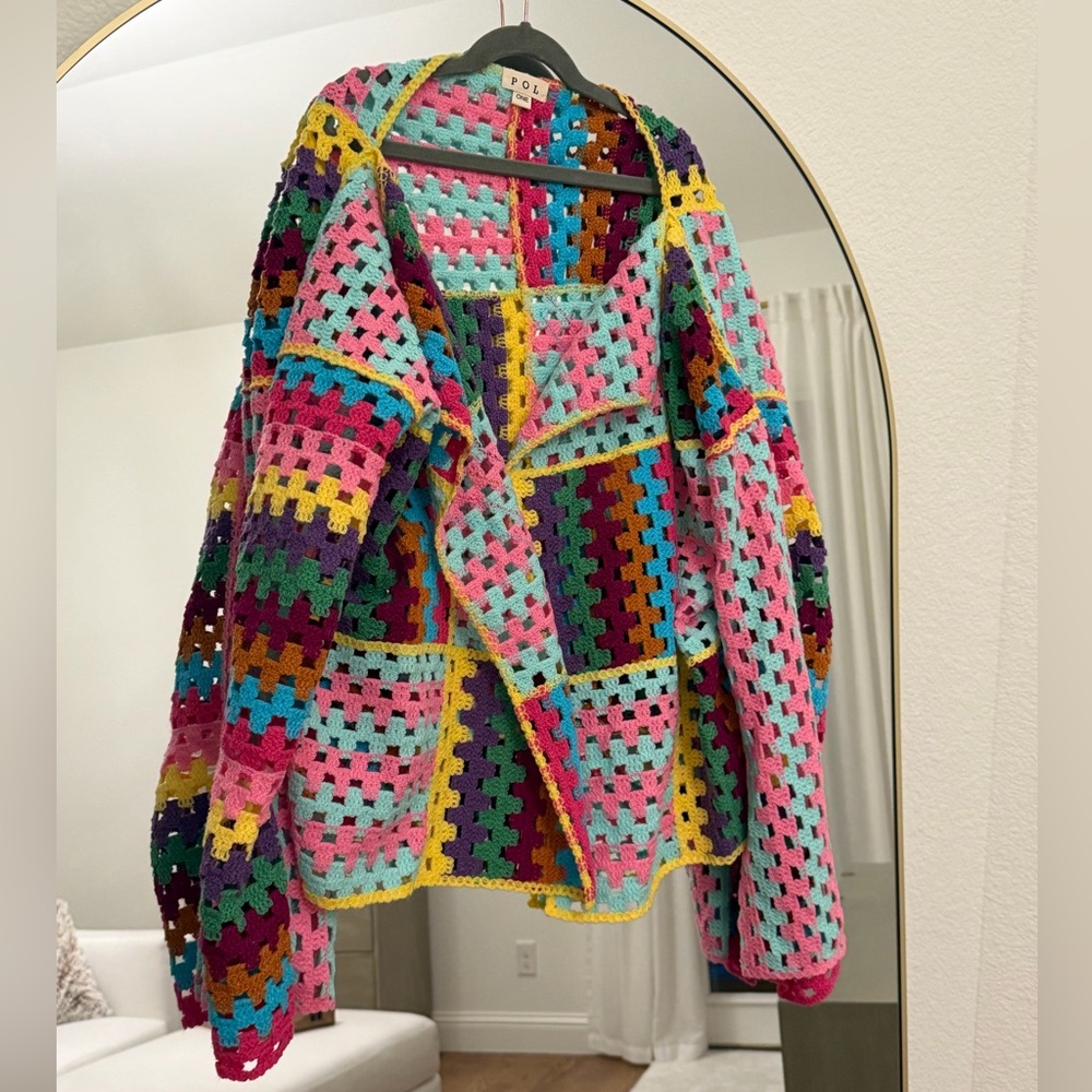SOLD POL Multicolor Crochet Women's Cardigan